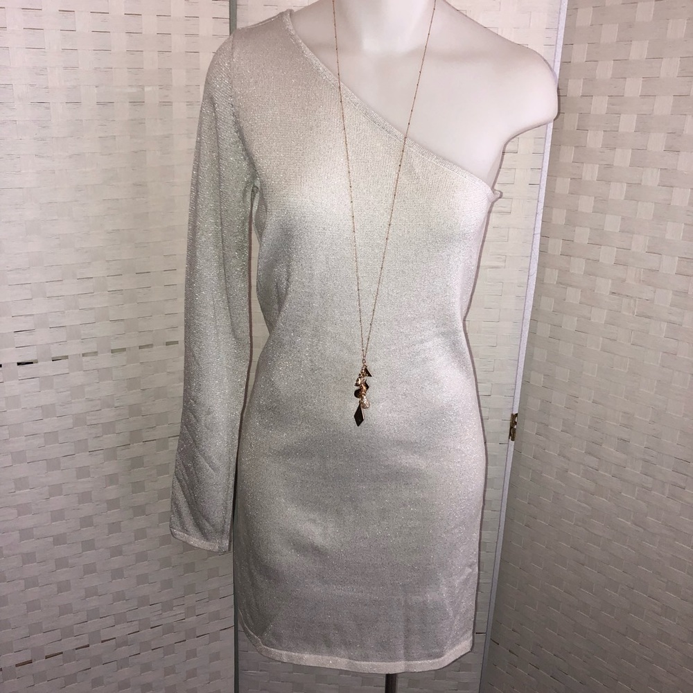 NWT BCBGMAXAZRIA asymmetric mini dress Sz M